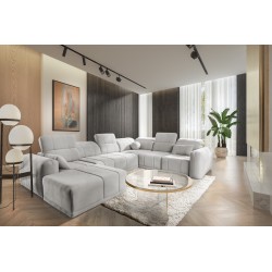 U-förmiges Ecksofa Luxor VIII mit Schlaffunktion, Stoff Wind 84