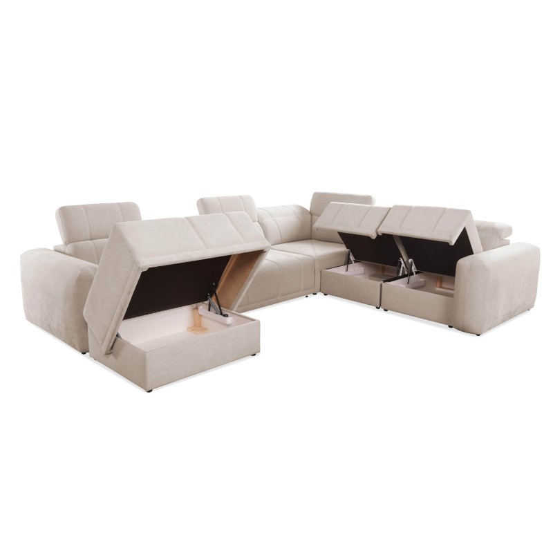 U-förmiges Ecksofa Luxor VIII mit Schlaffunktion, Stoff Wind 84