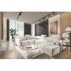 Ecksofa in U-Form Luxor VIII mit Schlaffunktion Stoff Wind 02