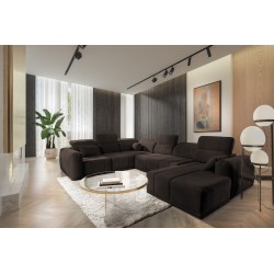 U-förmiges Ecksofa Luxor VIII mit Schlaffunktion, Stoff Wind 28