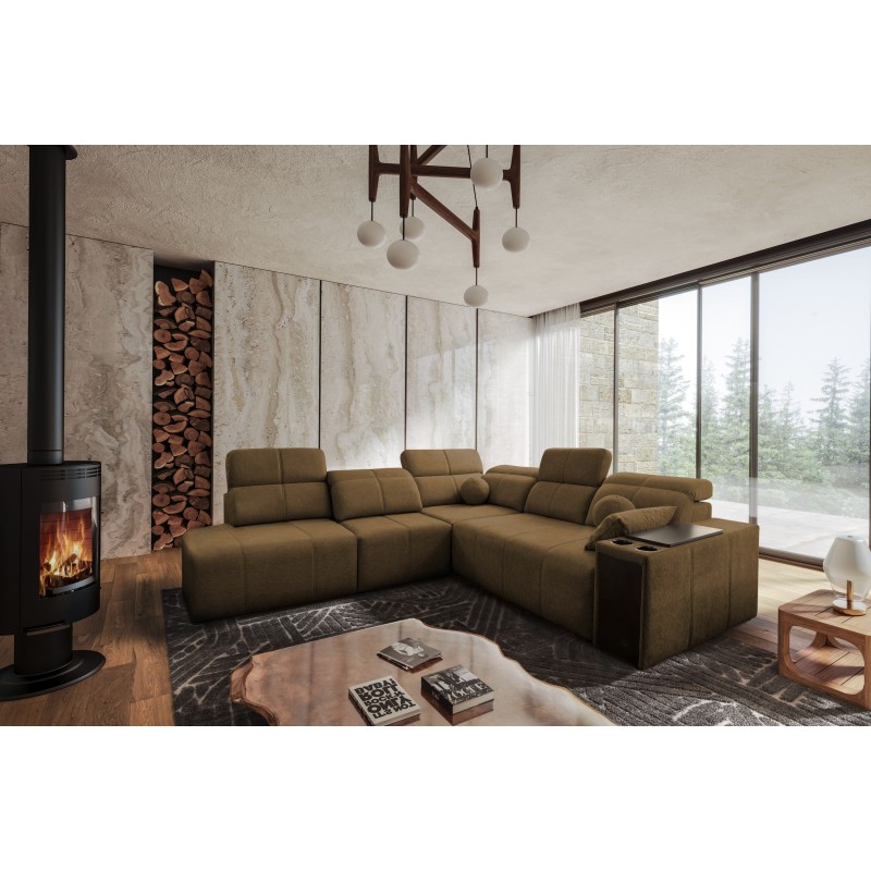 Narożnik Milano IX z funkcją spania w tkaninie Plecionka, Verita 28 - połączenie stylu i funkcjonalności