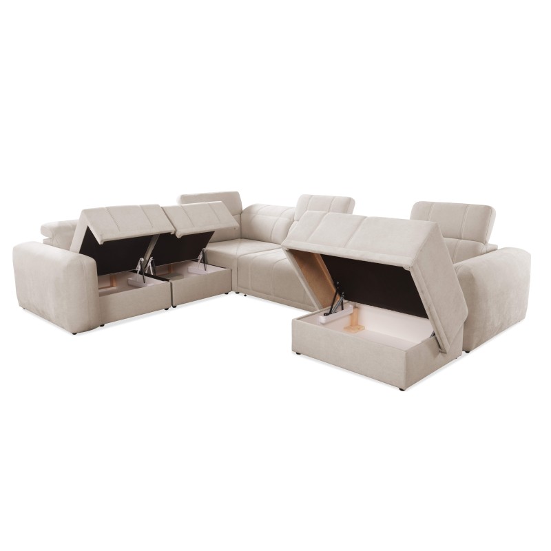 U-förmiges Sofa Luxor VIII mit Schlaffunktion Stoff Wind 73