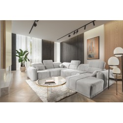 Кутовий диван у формі U Luxor VIII з функцією сну, тканина Wind 84