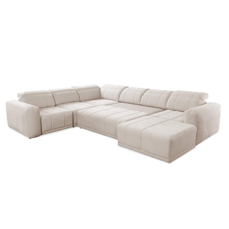U-förmiges Ecksofa Luxor VIII mit Schlaffunktion, Stoff Wind 90