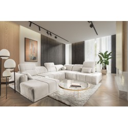 Narożnik w kształcie U Luxor X z funkcją spania tkanina Wind 02