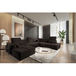 U-förmiges Ecksofa Luxor X mit Schlaffunktion, Stoff Wind 28