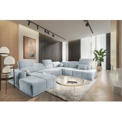 Narożnik w kształcie U Luxor X z funkcją spania tkanina Wind 73