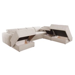 U-shaped Luxor X corner sofa with sleeping function, fabric Wind 84