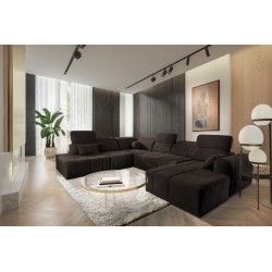 U-förmiges Ecksofa Luxor X mit Schlaffunktion, Stoff Wind 28