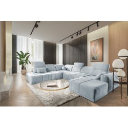 U-förmiges Ecksofa Luxor X mit Schlaffunktion, Stoff Wind 73