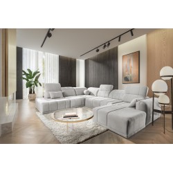 Кутовий диван у формі U Luxor X з функцією сну, тканина Wind 84