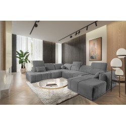 Luxor X U-shaped corner sofa with a sleeping function, fabric Wind 90