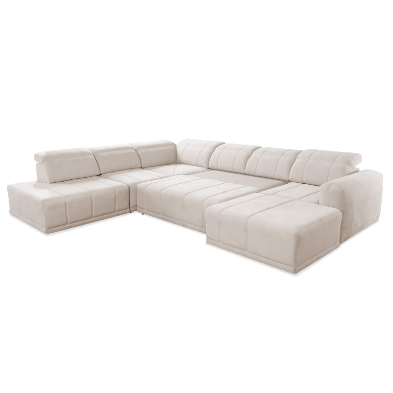 Esquinero en forma de U Luxor X con función de cama, tela Wind 90