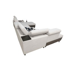 Esquina en forma de U Prestige VI con función de cama, Suave al tacto, Freya 210.25 + Tauro 8207, puerto USB - Lujo en tu salón