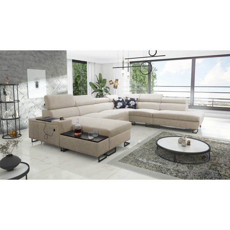 Narożnik U Prestige X z funkcją spania - Miękka w dotyku, Freya 210.02 + Tauro 8203 | Twoje meble