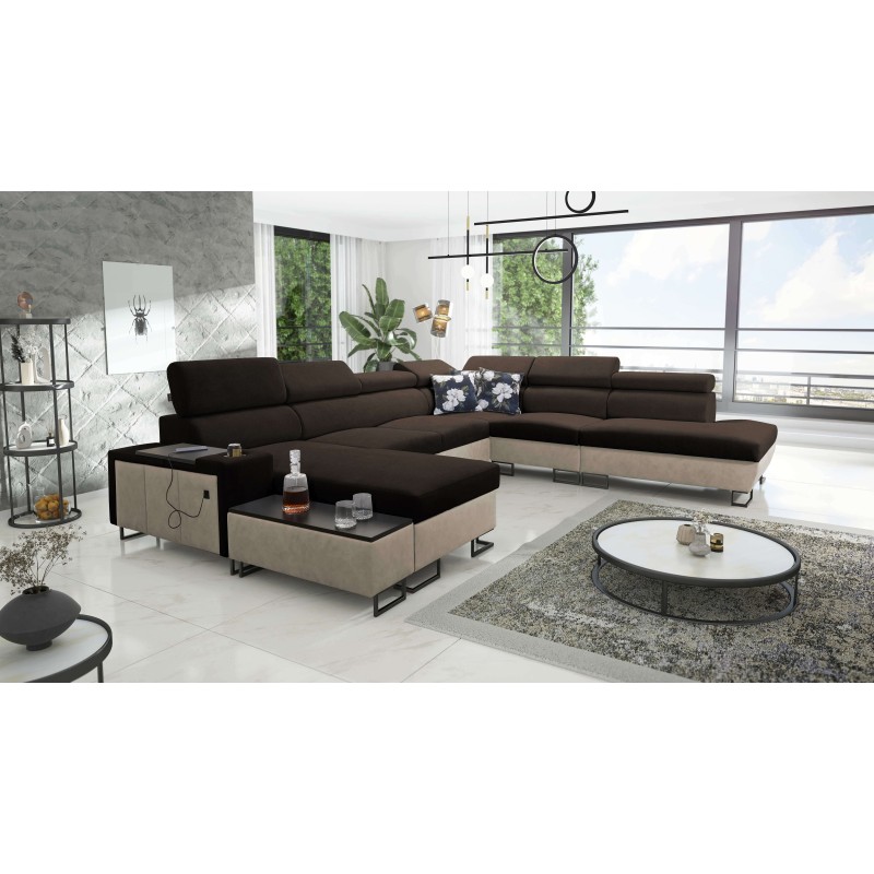 Prestige X U-shaped sofa with sleeping function - Soft to the touch, Freya 210.08 + Tauro 8203 | Your furniture
