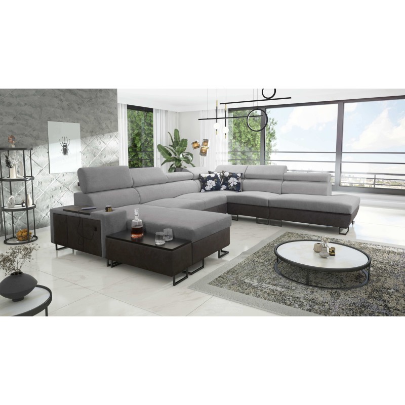 Esquina U Prestige X con función para dormir - Suave al tacto, Freya 210.20 + Tauro 8207 | Tus muebles