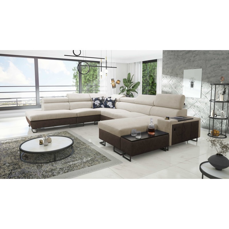 Кутовий диван U Prestige X з функцією сну - М'який на дотик, Freya 210.02 + Tauro 8202 | Ваші меблі