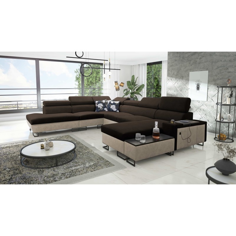 Prestige X U-shaped sofa with sleeping function - Soft to the touch, Freya 210.08 + Tauro 8203 | Your furniture