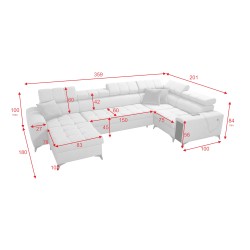 The U-shaped Venna IV Maxi corner sofa with a sleeping function and USB port - Elegance and Comfort in Your Living Room
