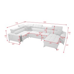 The U-shaped Venna IV Maxi corner sofa with a sleeping function and USB port - Elegance and Comfort in Your Living Room