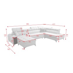 U-shaped Venna VI corner sofa with sleeping function | Furniture for You