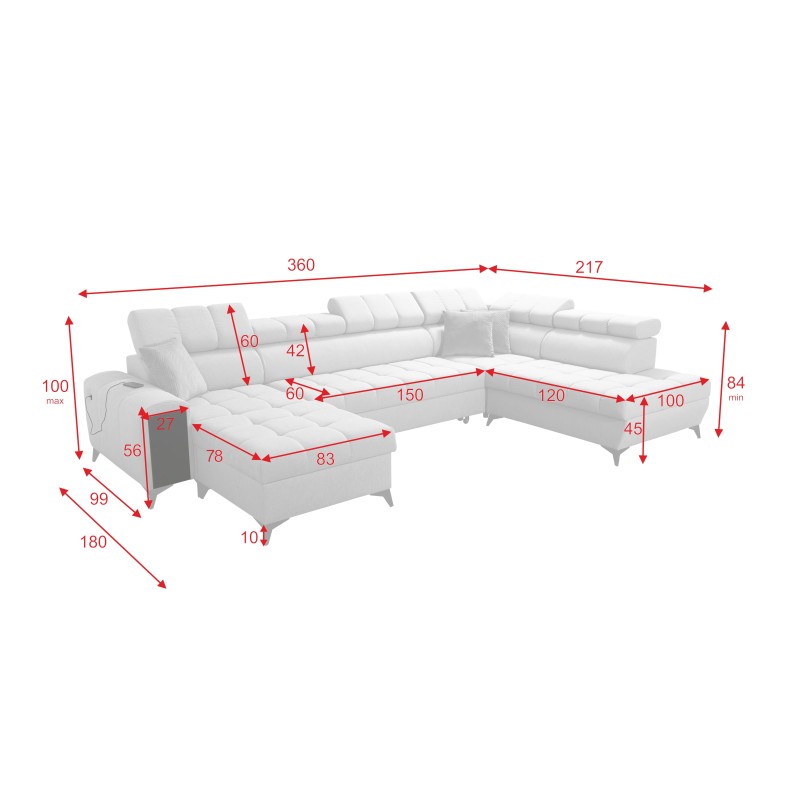 U-shaped Venna VI corner sofa with sleeping function | Furniture for You