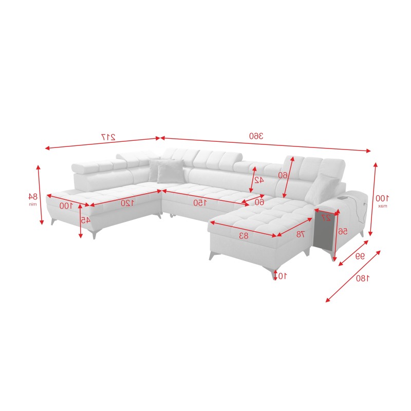 U-shaped Venna VI corner sofa with sleeping function | Furniture for You