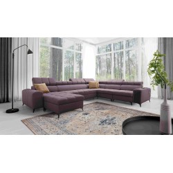 U-förmiges Ecksofa Venna VIII mit Schlaffunktion und USB-Anschluss - Plüsch, Avra 9