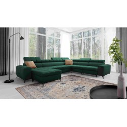 U-förmiges Sofa Venna VIII mit Schlaffunktion und USB-Anschluss - Plüsch, Avra 12