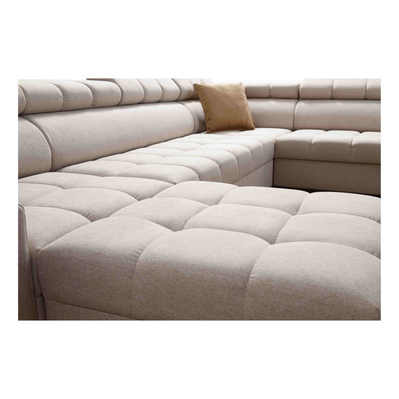 U-förmiges Sofa Venna VIII mit Schlaffunktion und USB-Anschluss - Plüsch, Avra 16