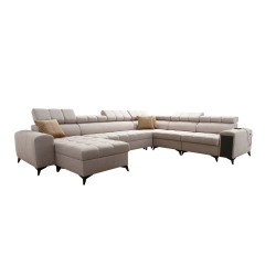 U-förmiges Sofa Venna VIII mit Schlaffunktion und USB-Anschluss - Plüsch, Avra 16