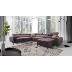 U-förmiges Ecksofa Venna VIII mit Schlaffunktion und USB-Anschluss - Plüsch, Avra 9
