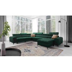 U-förmiges Sofa Venna VIII mit Schlaffunktion und USB-Anschluss - Plüsch, Avra 12