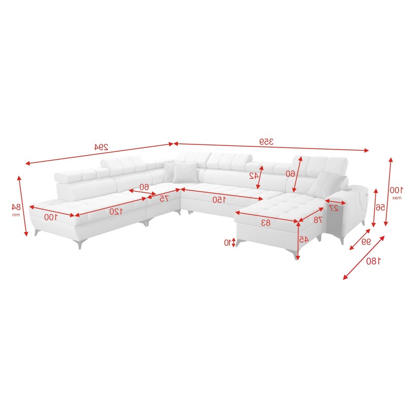 U-shaped corner sofa Venna X with sleeping function - Unique and functional furniture | [NAZWA SKLEPU]