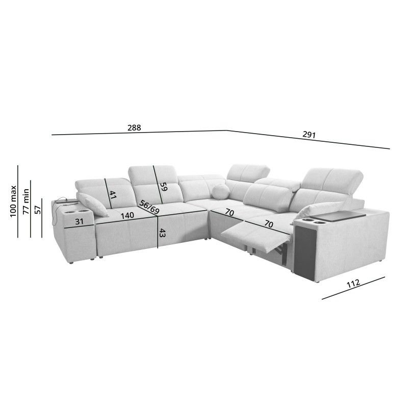 Milano III Mix Corner Sofa with Sleeping Function (Weave, Verita 76) | Your Living Room Full of Comfort