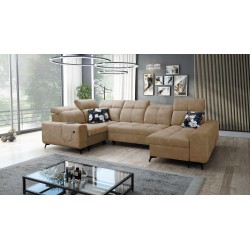 Ecksofa Ascot IV mit Schlaffunktion, USB-Anschluss und verstellbaren Kopfstützen - Velours, Wave 4