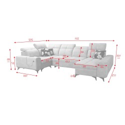 Ecksofa Ascot IV mit Schlaffunktion, USB-Anschluss und verstellbaren Kopfstützen - Velours, Wave 4