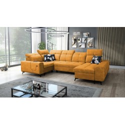 Ascot IV Corner Sofa with Sleeping Function, USB Port, and Adjustable Headrests - Velvet, Wave 5