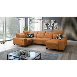 Ascot IV corner sofa with a sleeping function, USB port, and adjustable headrests - Velvet, Wave 6