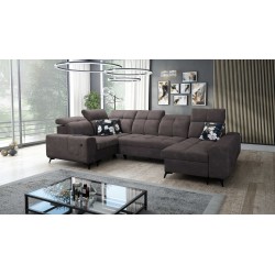 Ecksofa Ascot IV mit Schlaffunktion, USB-Anschluss und verstellbaren Kopfstützen - Samt, Wave 10