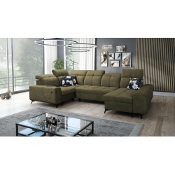 Ecksofa Ascot IV mit Schlaffunktion, USB-Anschluss und verstellbaren Kopfstützen - Samt, Wave 11