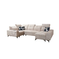 Ecksofa Ascot IV mit Schlaffunktion, USB-Anschluss und verstellbaren Kopfstützen - Samt, Wave 11