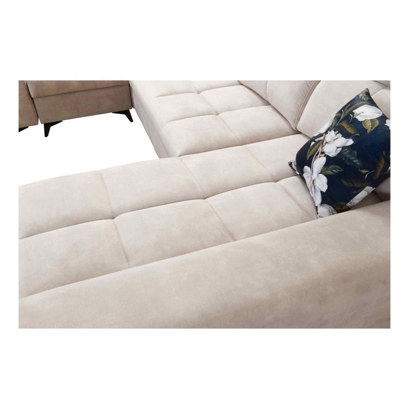 Ascot IV corner sofa with sleeping function, USB port, and adjustable headrests - Velvet, Wave 12