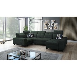 Ascot IV corner sofa with sleeping function, USB port, and adjustable headrests - Velvet, Wave 12