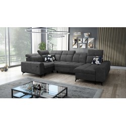 Ascot IV corner sofa with a sleeping function, USB port, and adjustable headrests - Velvet, Wave 16