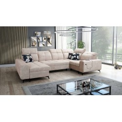 Ascot IV corner sofa with a sleeping function, USB port, and adjustable headrests - Velvet, Wave 2