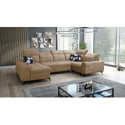 Ecksofa Ascot IV mit Schlaffunktion, USB-Anschluss und verstellbaren Kopfstützen - Velours, Wave 4