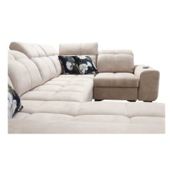 Ecksofa Ascot IV mit Schlaffunktion, USB-Anschluss und verstellbaren Kopfstützen - Samt, Wave 5