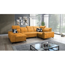 Ascot IV Corner Sofa with Sleeping Function, USB Port, and Adjustable Headrests - Velvet, Wave 5